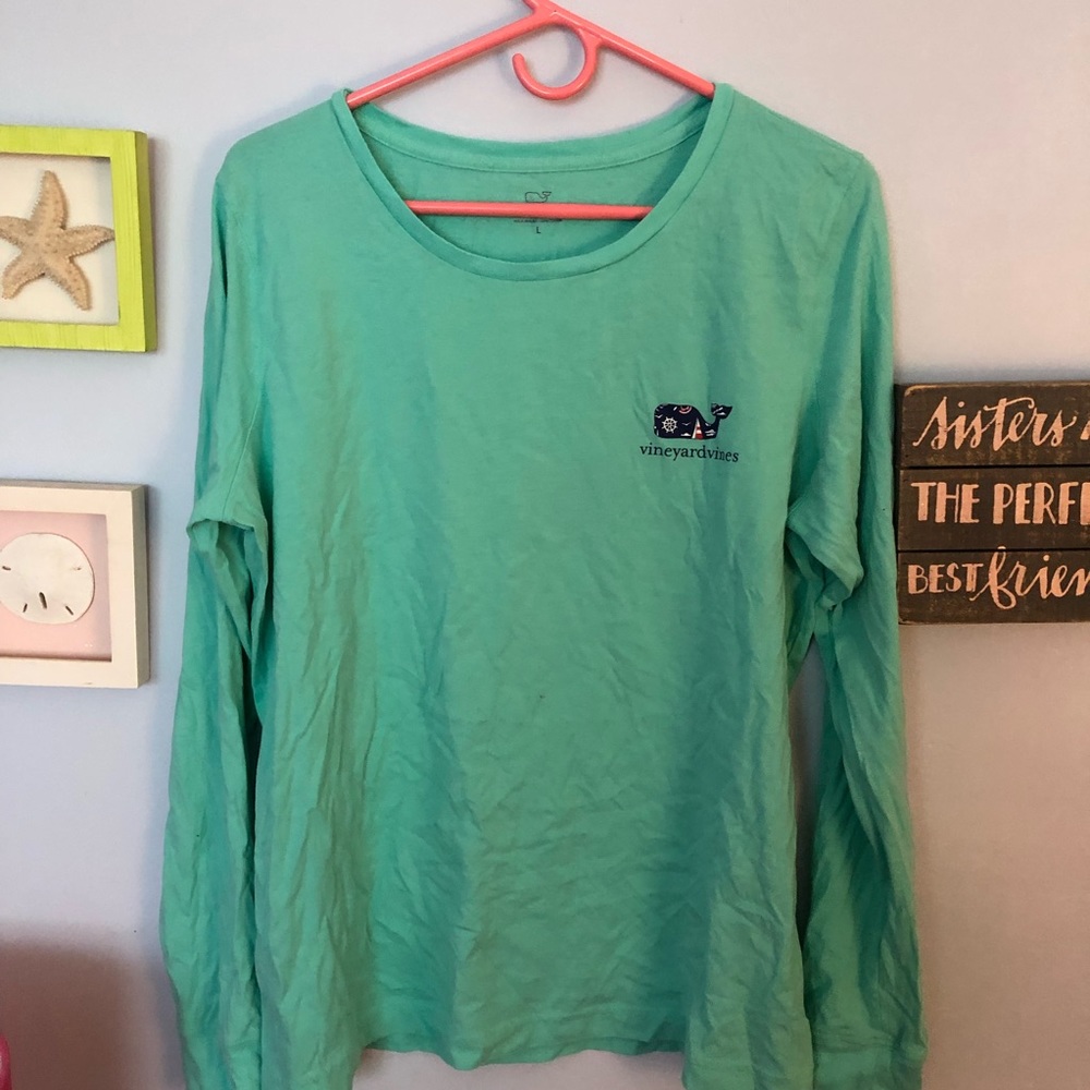 Teal vineyard vines long sleeve with nautical back